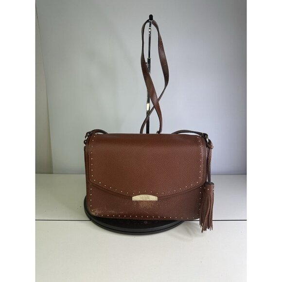 Kate Spade New York Crossbody Bag Brown Women's Pebbled Leather Pockets - Picture 1 of 10